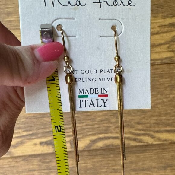 New Mia Fiore 18kt gold plated sterling silver tassel drop dangle earrings - Picture 2 of 2